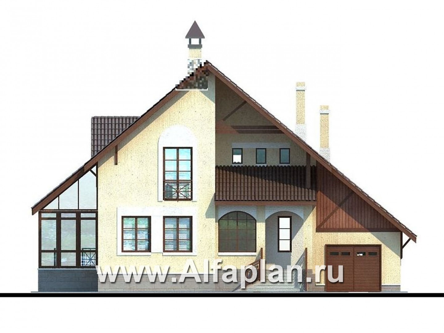 Проекты домов Альфаплан - «Оптимус» - оптимальный коттедж с двускатной кровлей - изображение фасада №1