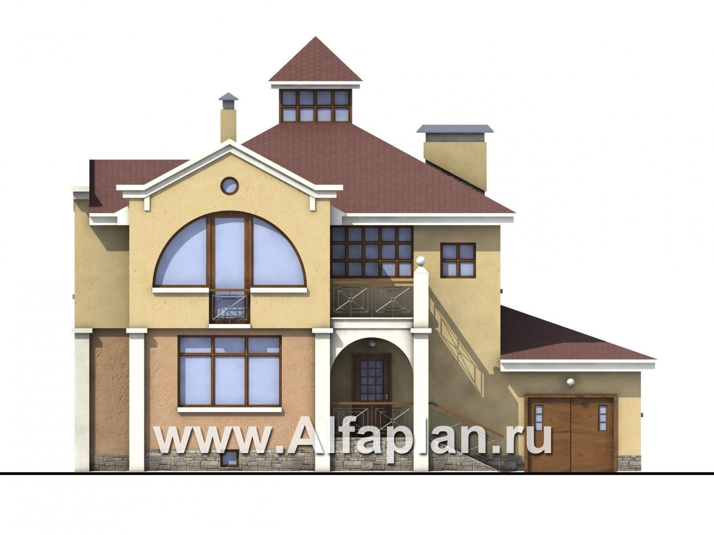 Проекты домов Альфаплан - «Принцесса на горошине»  - представительный трехэтажный особняк - изображение фасада №1