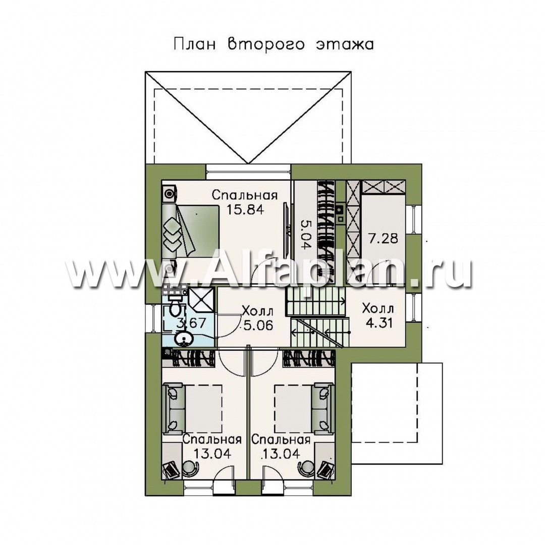 Проекты домов Альфаплан - «Экспрофессо»- проект компактного дома с гаражом в цоколе - план проекта №3
