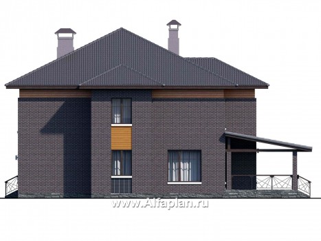 Проекты домов Альфаплан - «Дунай» — вилла с двусветной гостиной - превью фасада №2