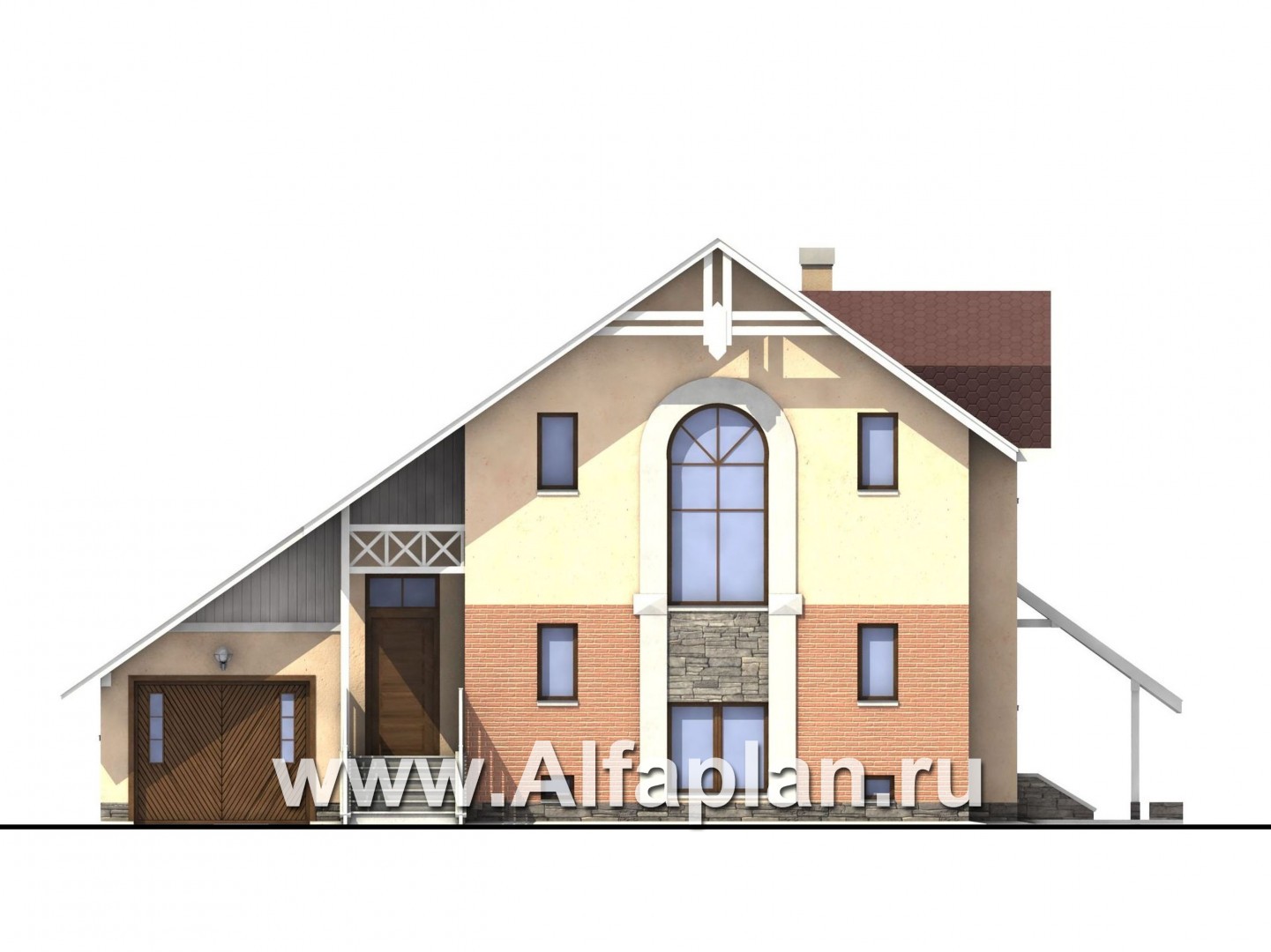 Проекты домов Альфаплан - «Конформ» - экономичный и комфортабельный дом - изображение фасада №1