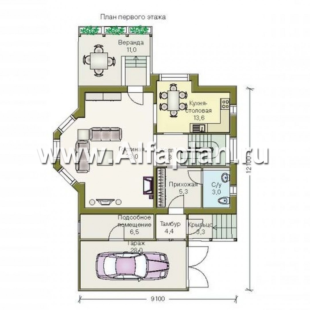 Проекты домов Альфаплан - «Конформ» - экономичный и комфортабельный дом - изображение плана проекта №2