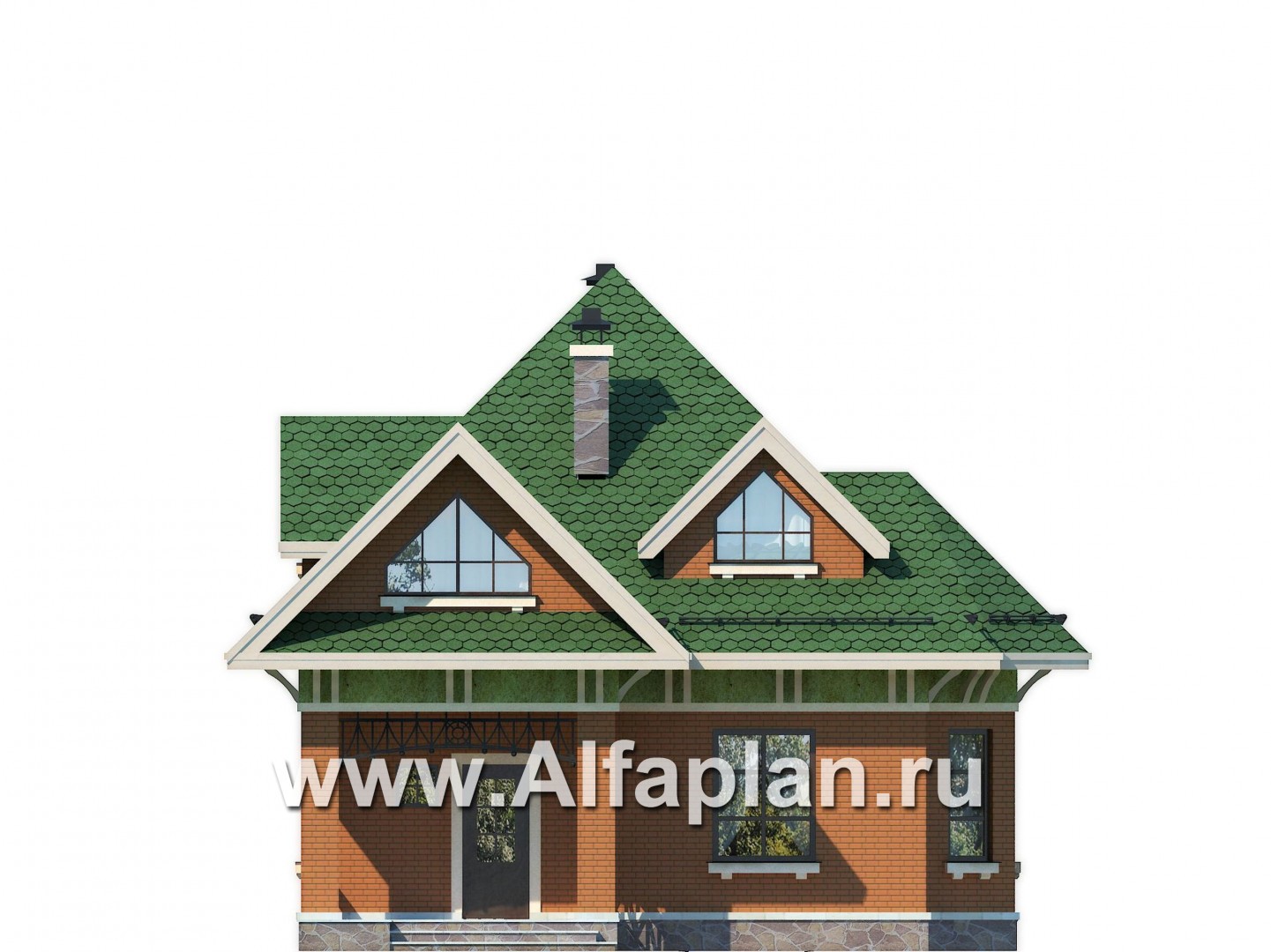 Проекты домов Альфаплан - Мансардный дом для небольшого участка - изображение фасада №1