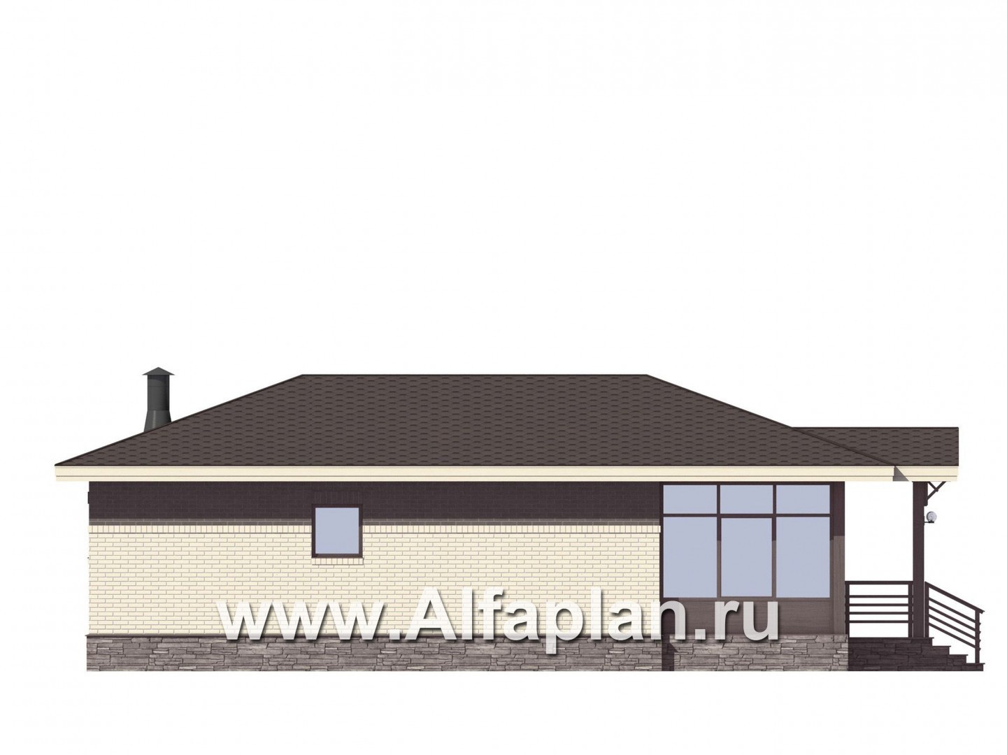 Проекты домов Альфаплан - Дом для отдыха (баня) с большой верандой - изображение фасада №3
