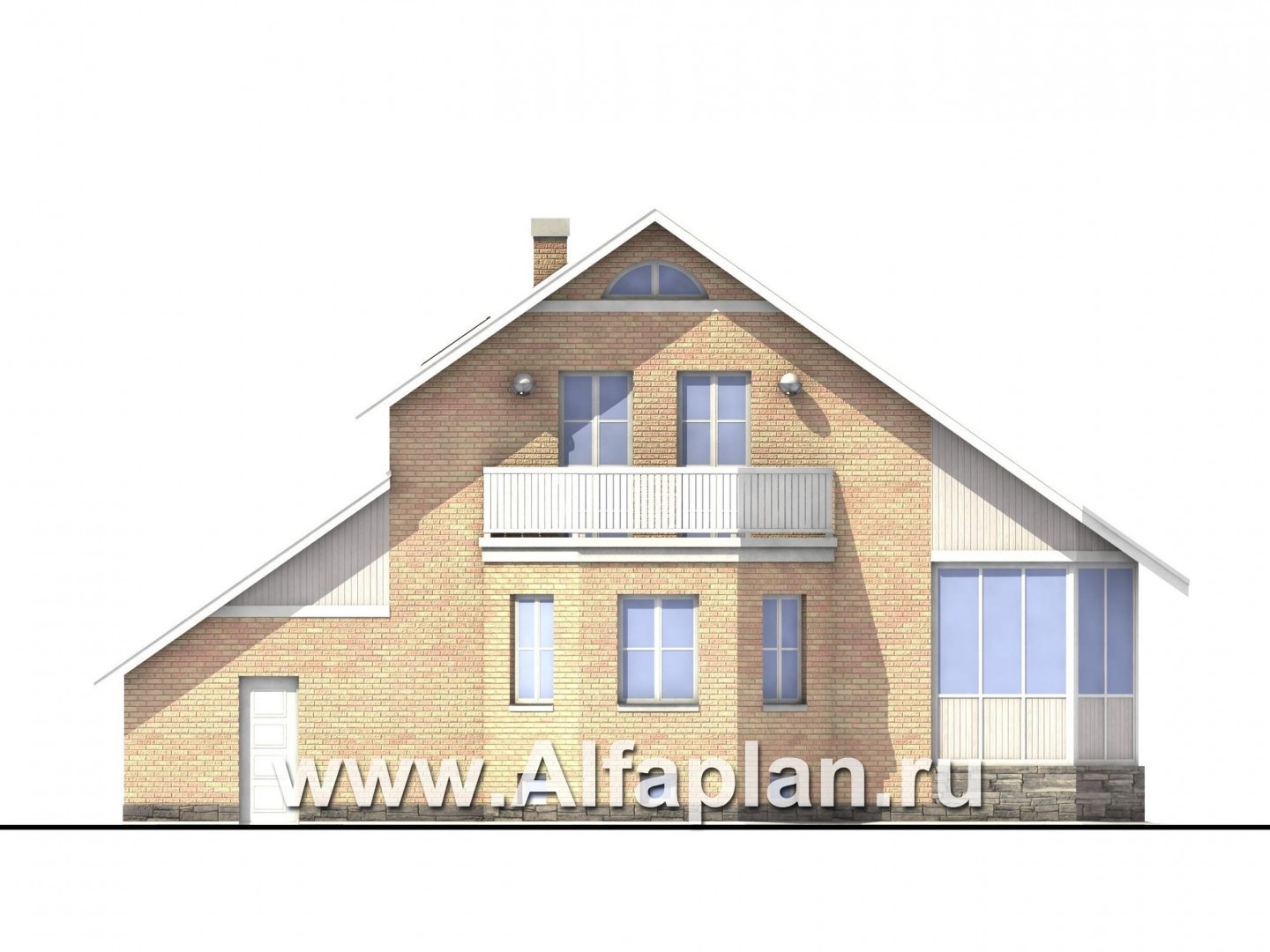 Проекты домов Альфаплан - «Конформ»  - загородный дом с гаражом и верандой - изображение фасада №4