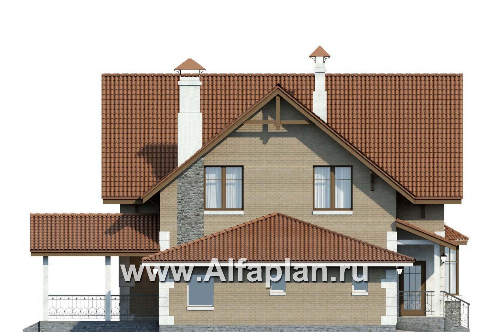 Проекты домов Альфаплан - «Примавера» - компактный коттедж c теплым гаражом - изображение фасада №3