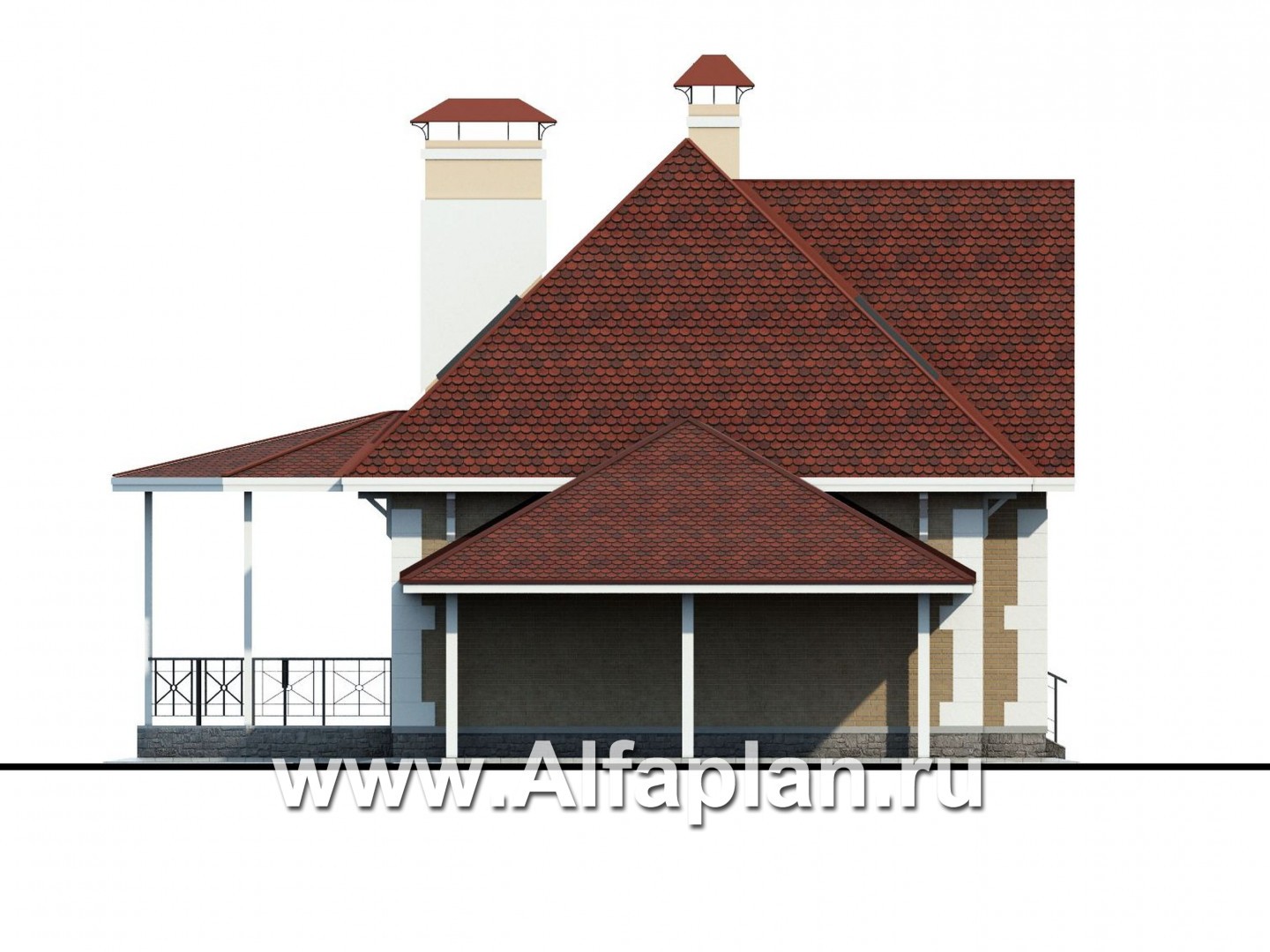 Проекты домов Альфаплан - «Летний вечер» - небольшой коттедж для загородной жизни - изображение фасада №3