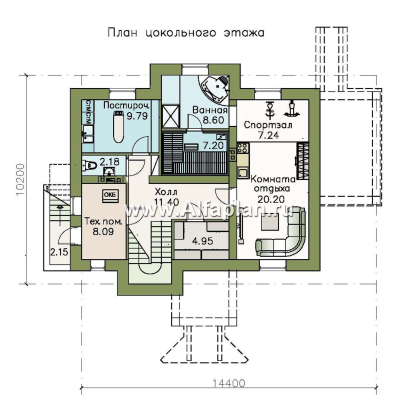 Проекты домов Альфаплан - «Разумовский» - элегантный коттедж с цоколем - превью плана проекта №1
