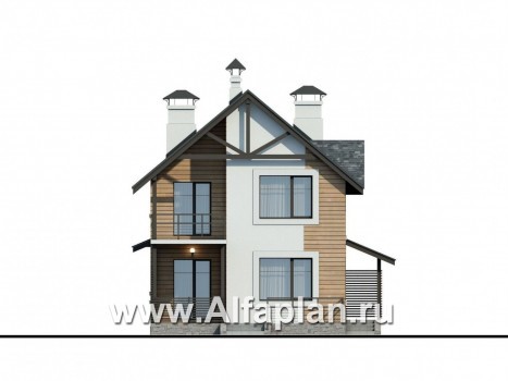 Проекты домов Альфаплан - «Гольфстрим» - дом для очень узкого участка - превью фасада №4