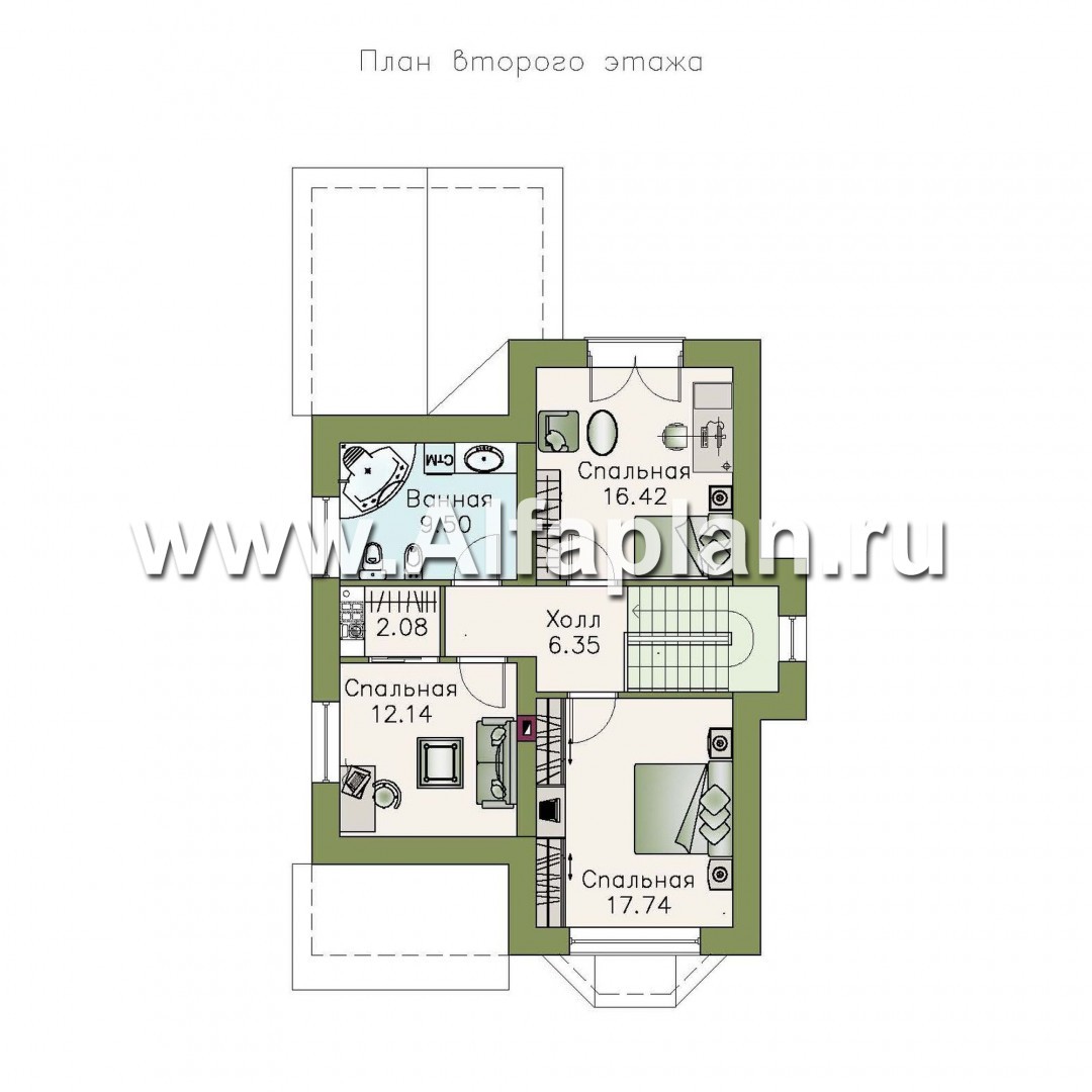 Проекты домов Альфаплан - «Примавера» - компактный загородный дом - план проекта №2