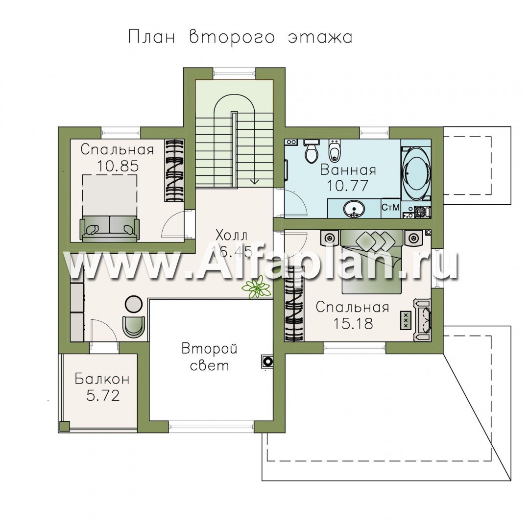 Проекты домов Альфаплан - «Модерн» - каркасный дом в стиле начала 20-го века - план проекта №2