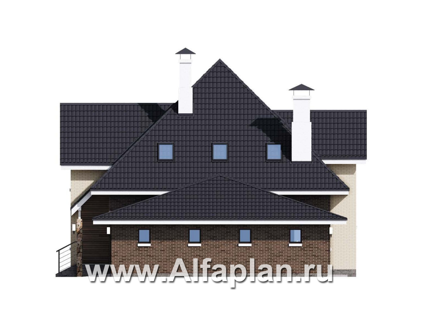 Проекты домов Альфаплан - «Альтаир» - современный мансардный дом с гаражом - изображение фасада №2