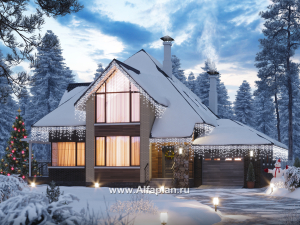 Проекты домов Альфаплан - «Альтаир» - современный мансардный дом с гаражом - превью основного изображения