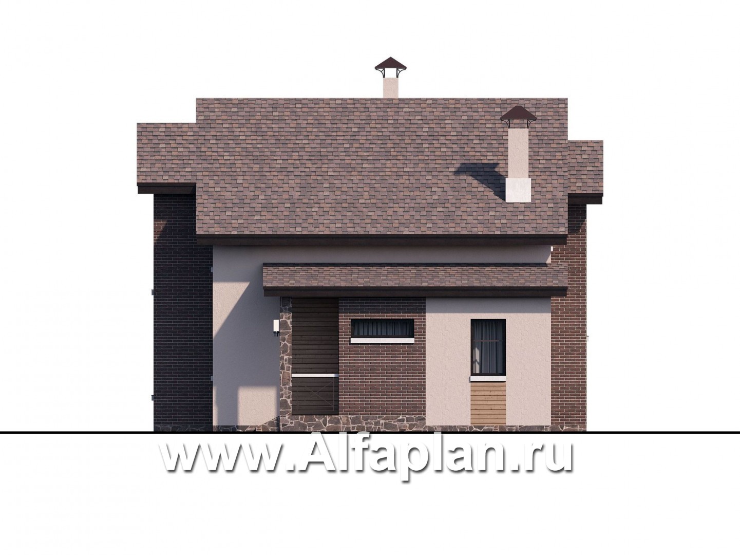 Проекты домов Альфаплан - Уютный загородный дом с двускатной кровлей - изображение фасада №2