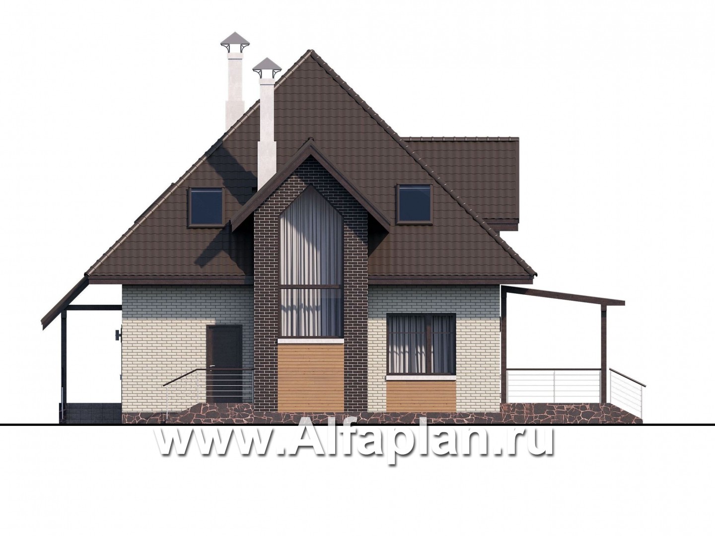 Проекты домов Альфаплан - «Арктур»  - современный мансардный дом - изображение фасада №4