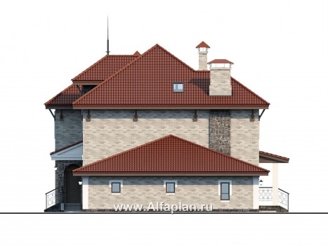 Проекты домов Альфаплан - «Айвенго» — особняк для большой семьи с жилой мансардой и гаражом - превью фасада №2