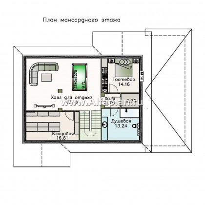 Проекты домов Альфаплан - «Айвенго» — особняк для большой семьи с жилой мансардой и гаражом - превью плана проекта №3