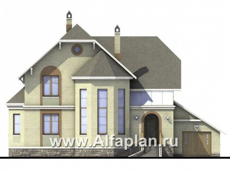 Проекты домов Альфаплан - «Эстрелл» - загородный дом с просторной гостиной - превью фасада №1