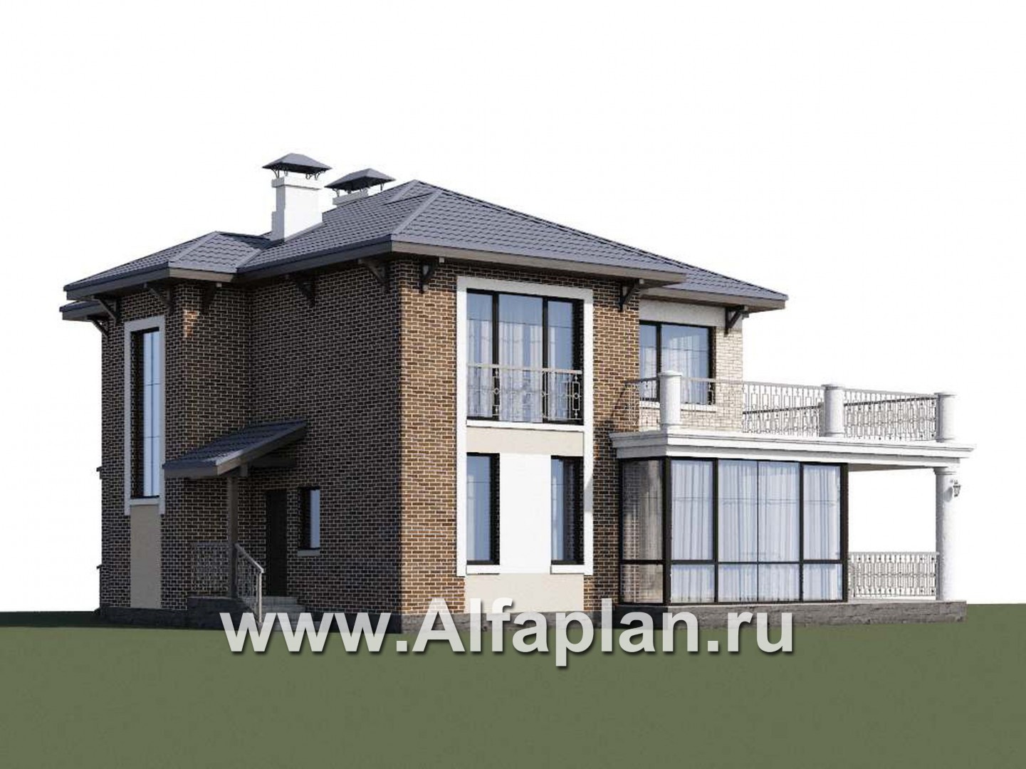 Проекты домов Альфаплан - «Эффект бабочки» - дом с красивой угловой террасой - дополнительное изображение №2