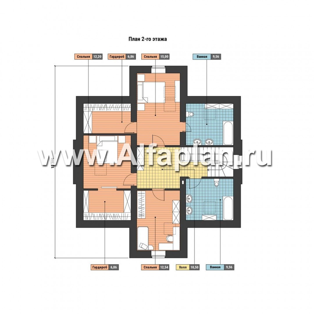 Проекты домов Альфаплан - Коттедж с мансардой в классическом стиле - изображение плана проекта №2