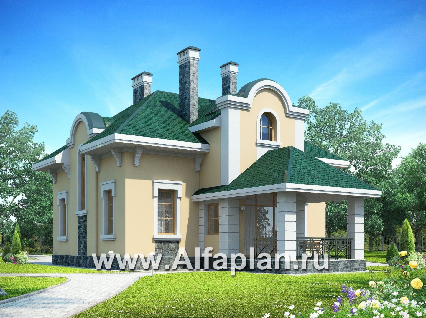 Проекты домов Альфаплан - Коттедж с мансардой в классическом стиле - дополнительное изображение №2