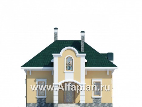 Проекты домов Альфаплан - Коттедж с мансардой в классическом стиле - превью фасада №1