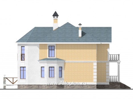 Проекты домов Альфаплан - Двухэтажный коттедж в стиле «Петровское барокко» - превью фасада №3
