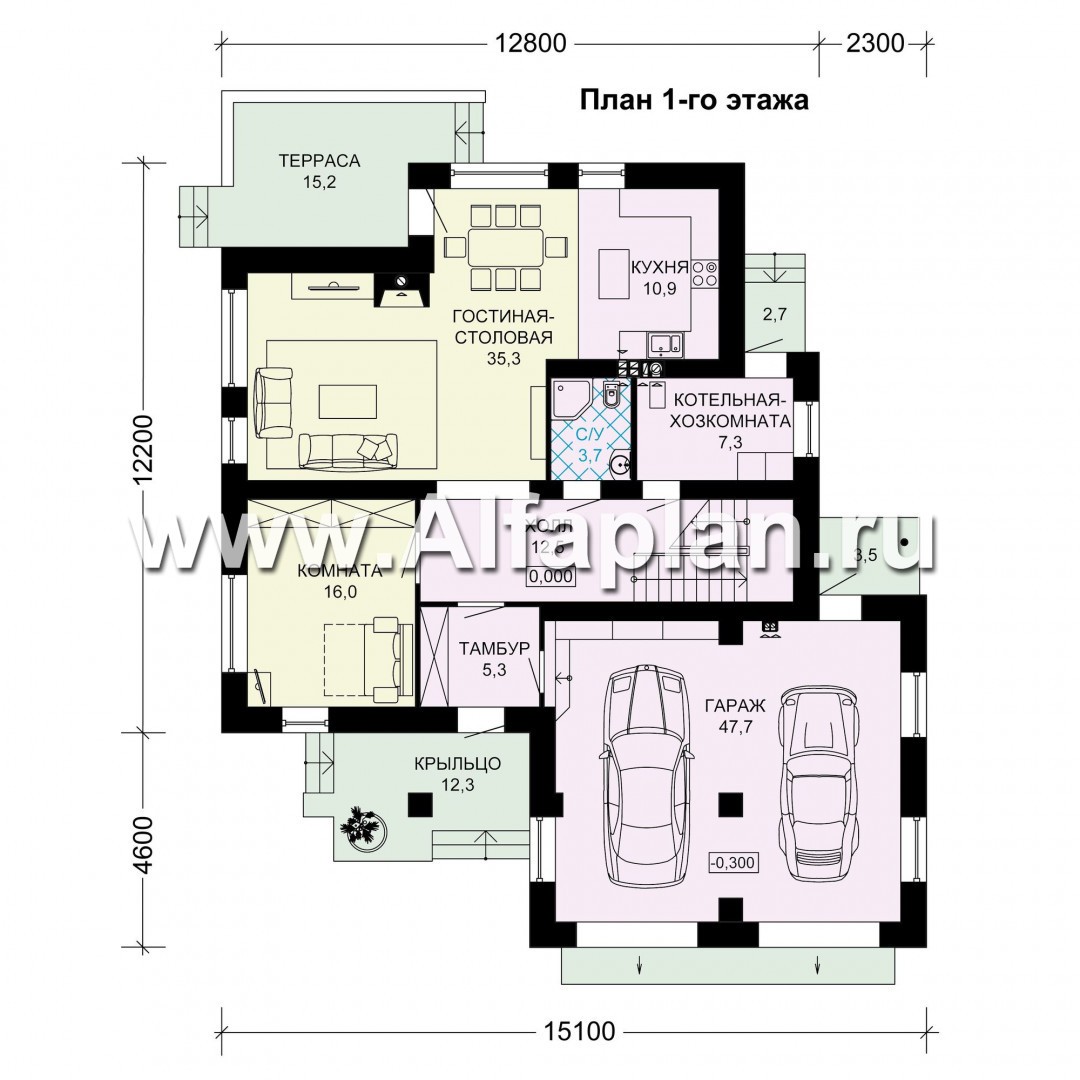 Проекты домов Альфаплан - Комфортабельный дом в современном стиле - изображение плана проекта №1