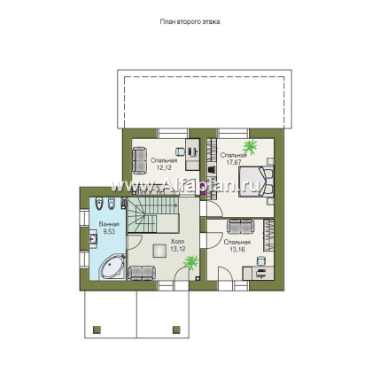 Проекты домов Альфаплан - «Шесть соток» - дом для маленького участка - превью плана проекта №2