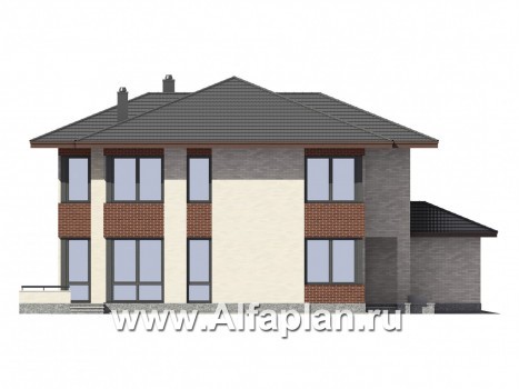 Проекты домов Альфаплан - Двухэтажный дом в современном стиле - превью фасада №3