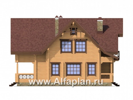 Проекты домов Альфаплан - Деревянный дом с верандой - превью фасада №3