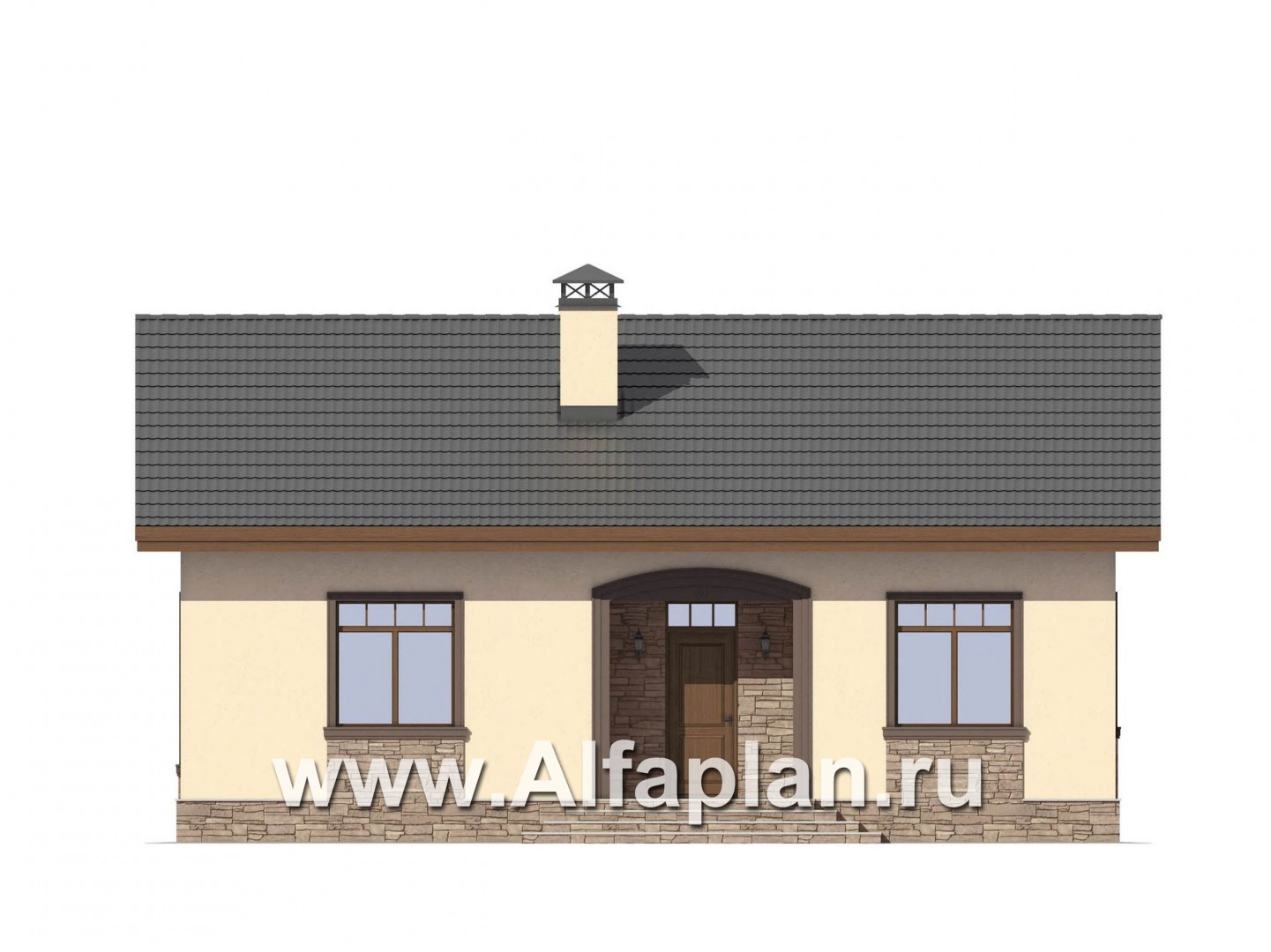 Проекты домов Альфаплан - Комфортабельная дача для небольшой семьи - изображение фасада №1