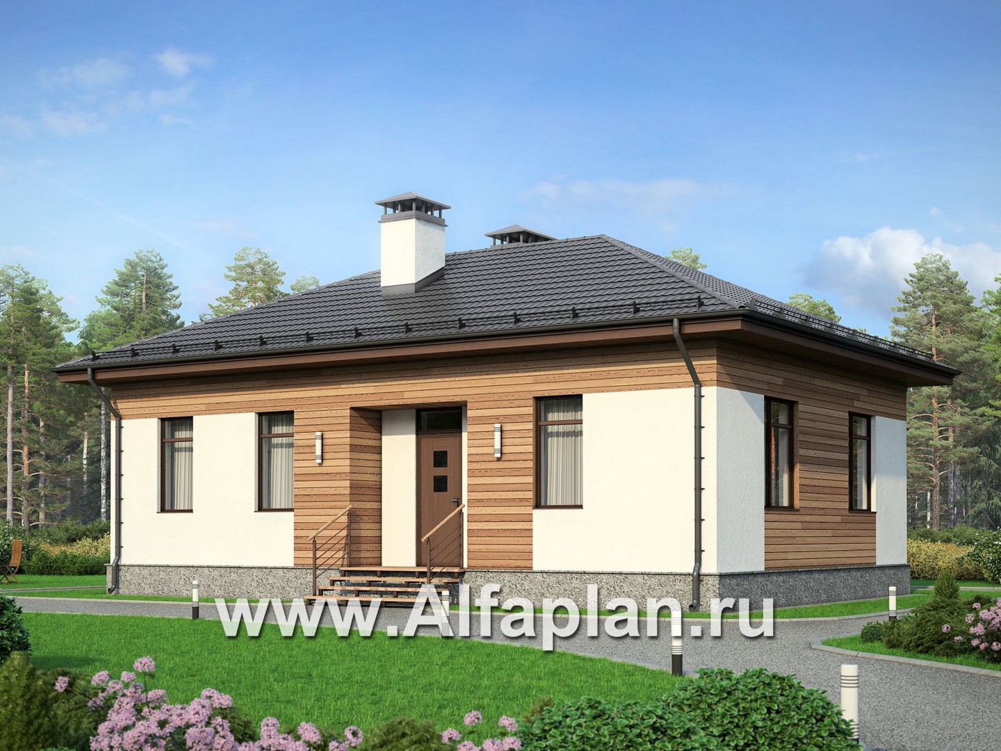 Проекты домов Альфаплан - Уютная дача для небольшой семьи - основное изображение