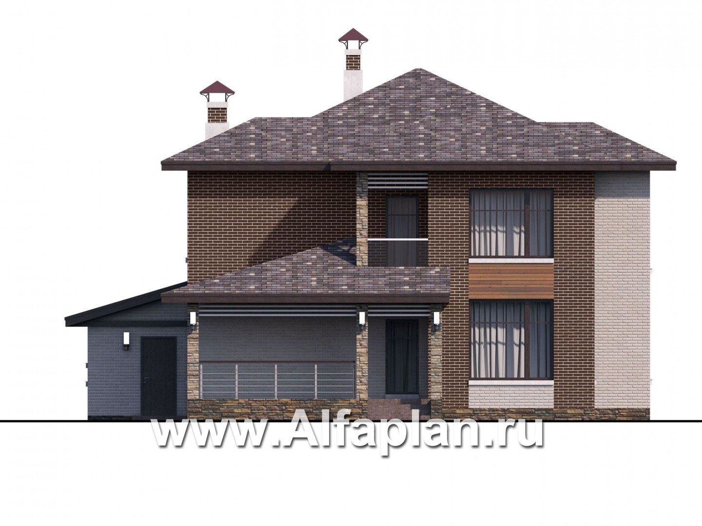 Проекты домов Альфаплан - «Эридан» - современный стильный дом с террасой и гаражом - изображение фасада №4