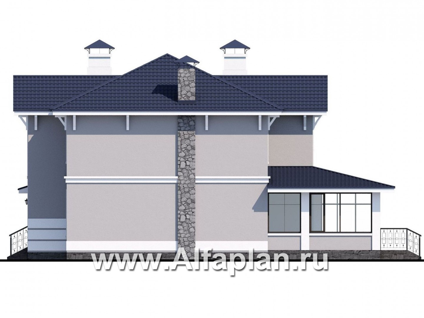 Проекты домов Альфаплан - «Семь ветров» - двухэтажный коттедж с комфортной планировкой - изображение фасада №2