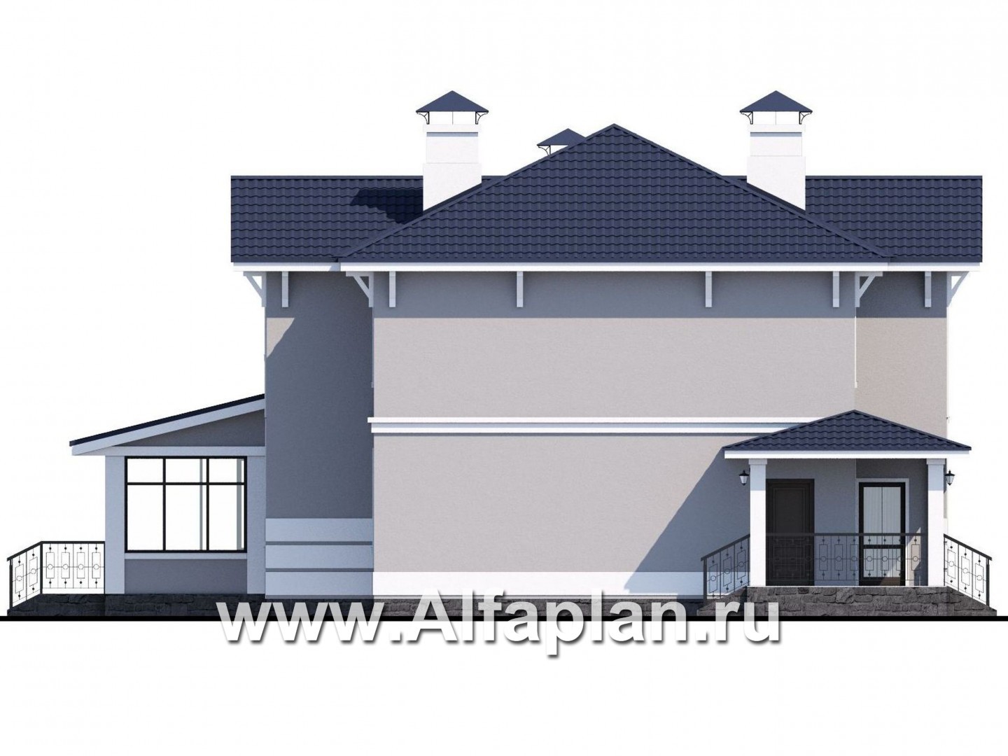 Проекты домов Альфаплан - «Семь ветров» - двухэтажный коттедж с комфортной планировкой - изображение фасада №3