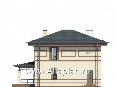 Проекты домов Альфаплан - Двухэтажный дом в восточном стиле - превью фасада №4