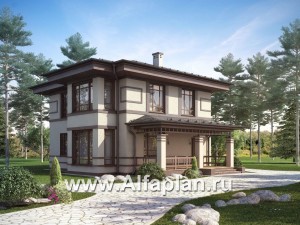 Проекты домов Альфаплан - Двухэтажный дом в восточном стиле - превью основного изображения