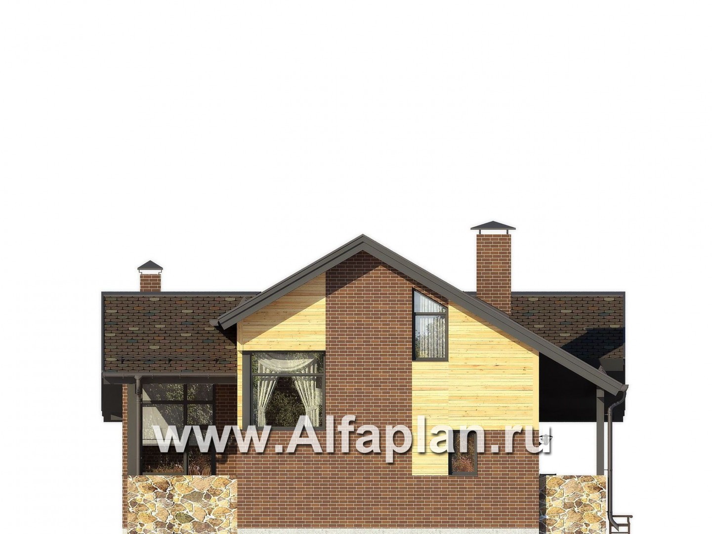 Проекты домов Альфаплан - Современный экономичный загородный дом - изображение фасада №2