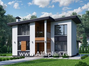 Проекты домов Альфаплан - "Модена" -стильный дом, односкатная крыша - превью основного изображения