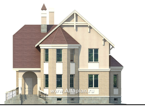 Проекты домов Альфаплан - «Успех Плюс» — удобный коттедж с цокольным этажом - превью фасада №1