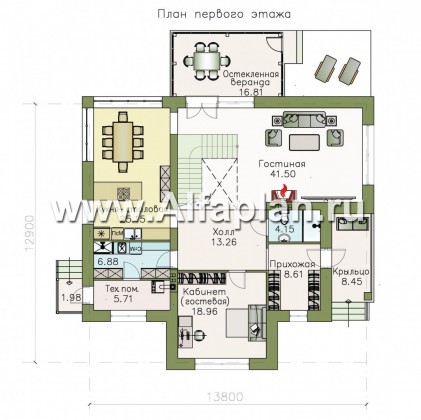 Проекты домов Альфаплан - «Диадема» - респектабельный коттедж в классическом стиле - превью плана проекта №1