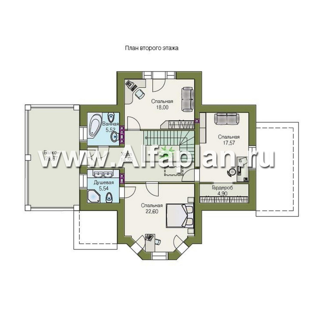 Проекты домов Альфаплан - «Шереметьев» - проект дома с большой открытой террасой - изображение плана проекта №2