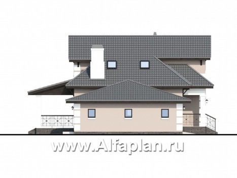 Проекты домов Альфаплан - «Простоквашино» - небольшой дом с мансардным вторым этажом и гаражом - превью фасада №3