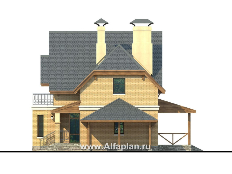Проекты домов Альфаплан - Дом из газобетона «Шевалье» - превью фасада №2