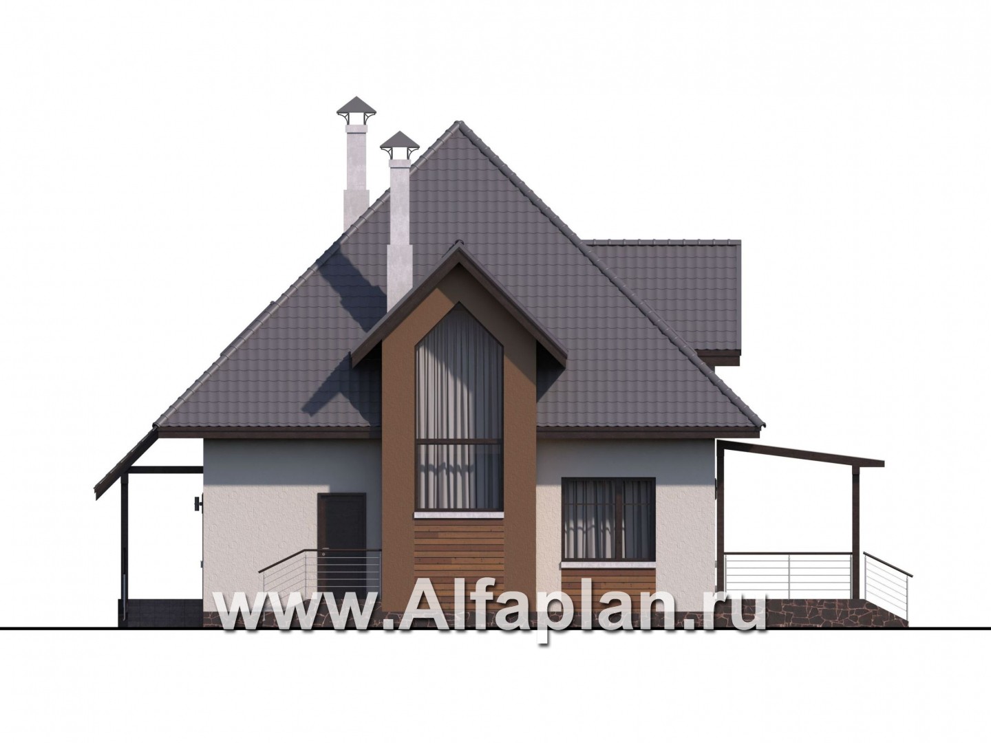 Проекты домов Альфаплан - «Гемма»  - современный мансардный дом - изображение фасада №4