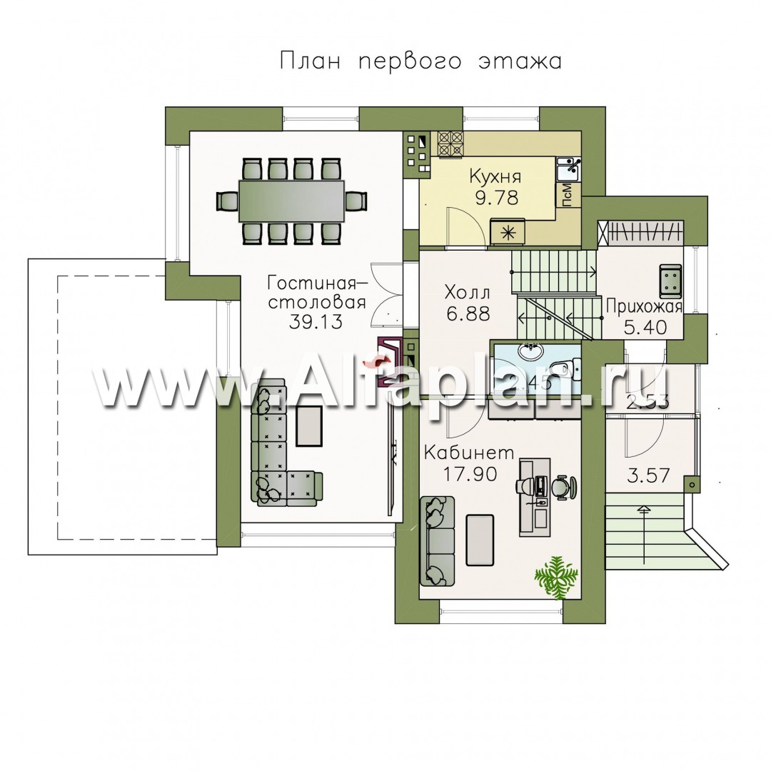 Проекты домов Альфаплан - Дом из газобетона «Аура» в современном стиле - изображение плана проекта №2