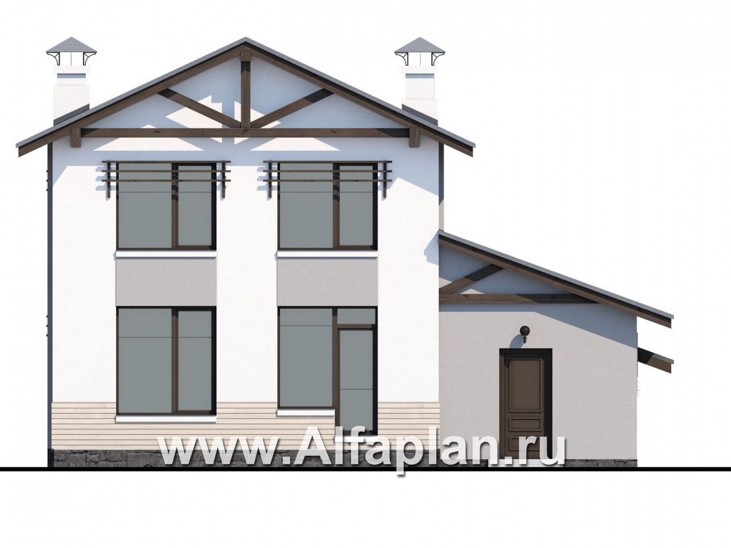 Проекты домов Альфаплан - «Солнечный» - современный, компактный и комфортный дом - изображение фасада №4