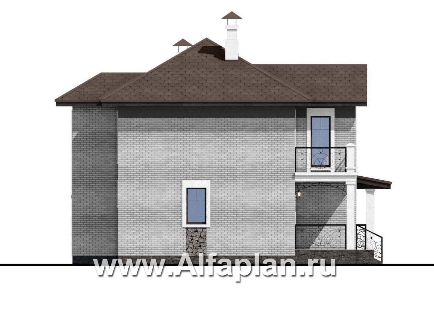 Проекты домов Альфаплан - «Модерн» - изящный коттедж в стиле Серебряного века - изображение фасада №3