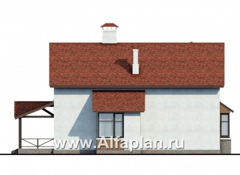 Проекты домов Альфаплан - «Новое время» - кирпичный коттедж для семьи с двумя детьми - превью фасада №3